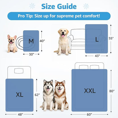 PICK FOR LIFE Cooling Blanket for Dogs, 0.4 Q-MAX Pets Cooling Comforter Throw for Bed Cover, Summer Blanket for Large Dogs Washable, Soft Lightweight Cold Mats for Pet Hot Weather, 30"×40"/Deep Blue