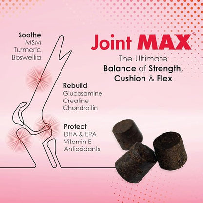 TS Joint Supplement Vet Formulated Pain & Inflammation Relief Treats Hip Dysplasia & Arthritis, Glucosamine, Chondroitin, Turmeric, MSM, HA, Creatine, Omega 3 EPA + DHA.120 Soft Chews