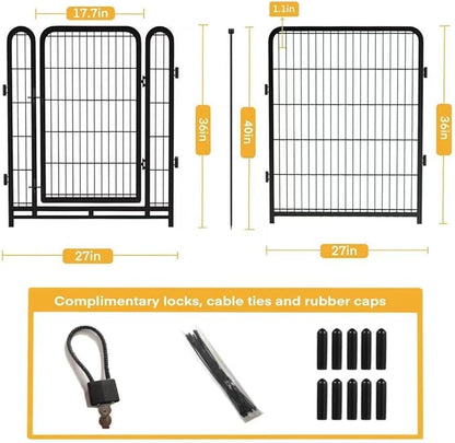 Getlay Dog Playpen 36inch 4 Panels, Puppy Playpen Indoors, Dog Fences Outdoor for Yard, Wide Door Low Threshold Garden Fencing for Medium/Large Pets. Black Pens Total 8.9 Ft(L)