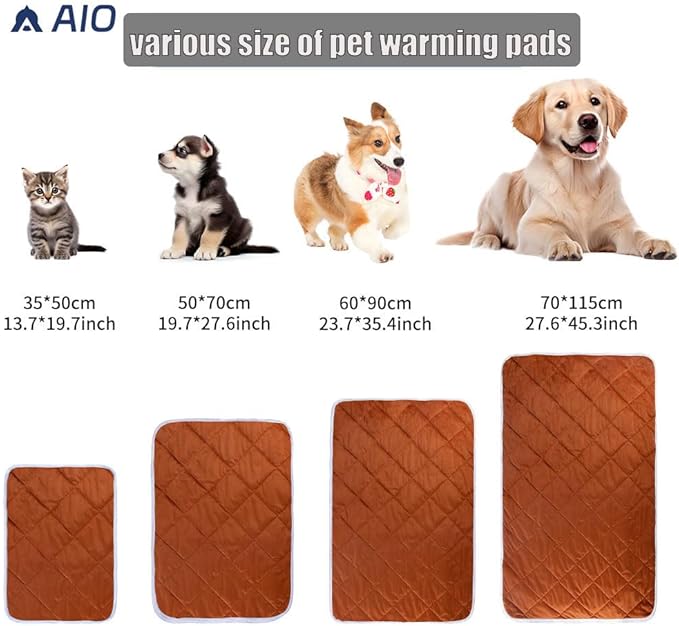 Washable Anti-Slip Kennel Mat for Medium Small Dogs and Big Cats Kennel pad Crate Pad Heated Cat Bed Self Warming Non-Electric Pet Warming Pad Brown 13.75 * 19.69inch