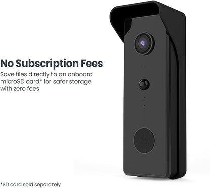 Feit Electric Smart Video Doorbell Camera, 2.4GHz Wi-Fi, No Hub, Two-Way Audio, Advance Motion Detection, 16ft. Night Vision, 2K HD Video, Micro SD Card Storage, Chime Included, Battery Powered Design