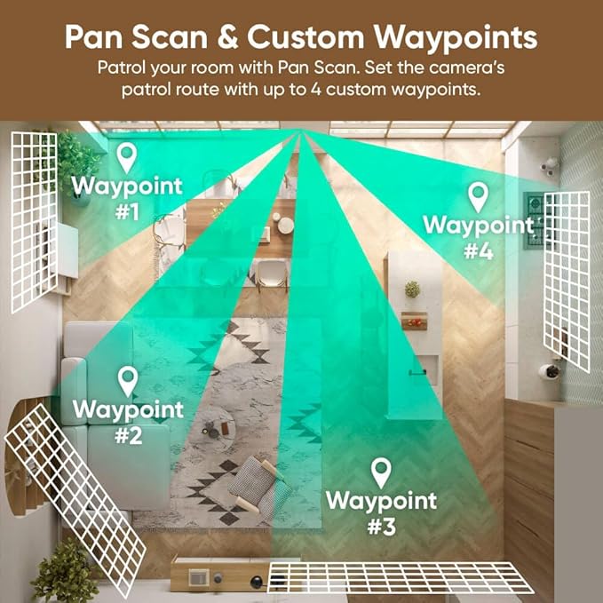 WYZE Duo Cam Pan 2 Pack, Indoor/Outdoor IP65 2K 360° Pan/Tilt Smart Home Security Camera with Color Night Vision, Compatible with Alexa & Google Assistant, White