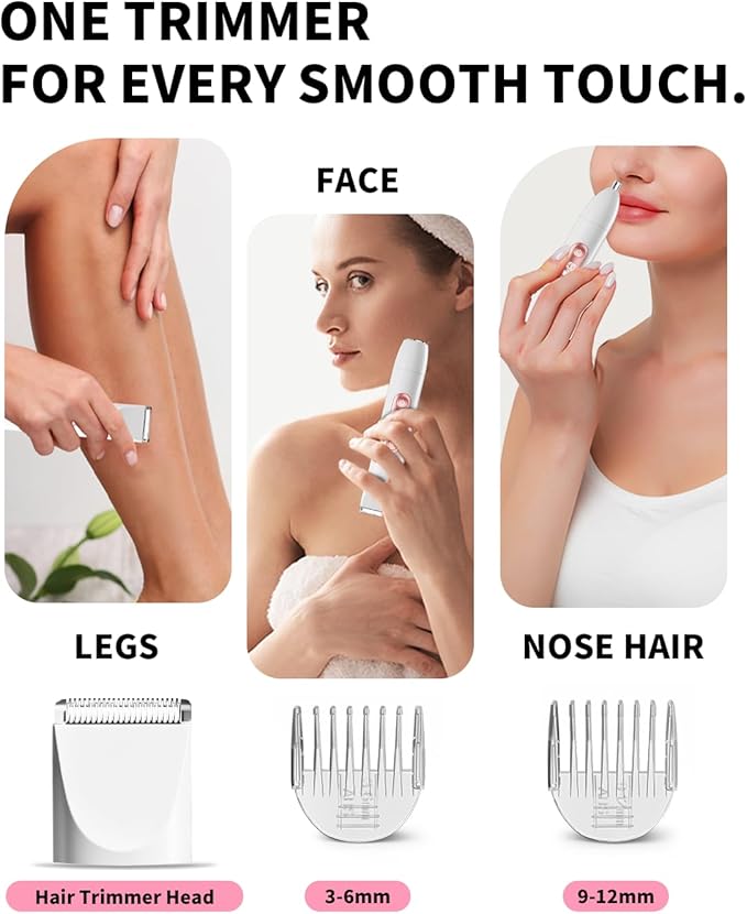 Ufree Bikini Trimmer Electric Razors for Women Dual Head, Pubic Body Hair Trimmer Electric Shaver for Face, Legs, Arm, Rechargeable Lady Shaver Waterproof, Summer Grooming Kit
