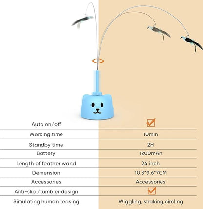 CATPICK Interactive Cat Toys for Indoor Cats Automatic Electric Flying Bird Feather Cat Toy - Best Kitten & Adult Cat Enrichment Toy Stick-on Hanging Electric Kitty Toys for Bored Cats