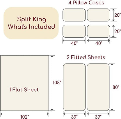 Mellanni Split King Sheet Set - 7-Piece Iconic Collection Bedding, (Including 4 Pillowcases), 16-Inch Deep Pocket, Easy Care, Extra Soft, Cooling Sheets, Brushed Microfiber - Spa Blue