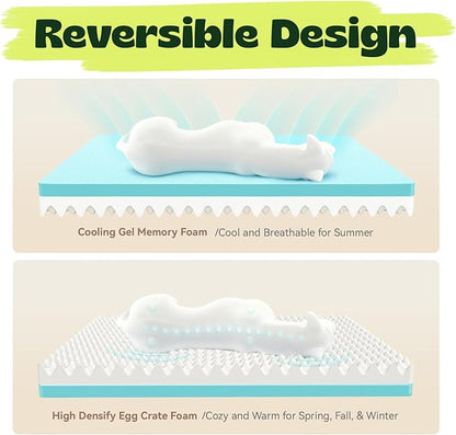 Orthopedic Dog Beds Large Sized Dog with Removable Faux Fur Washable Covers,Waterproof Pet Couch Bed with Cooling Gel Memory Foam and Bolster Side for Big Breed Pets,36" x 27" x 6.5" Dark Grey