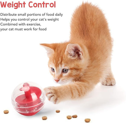 Cat Treat Dispenser Toy, 5cm Adjustable Cat Puzzle Feeder, Interactive Cats Food Puzzle, Cats Balls for Indoor Kitten Training