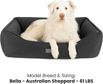 NANDOG Reversible Dog Bed from The Signature Collection– Luxury Cloud-Soft Pet Bed for Medium to Large Dogs & Cats, Premium Pet Gear, Reversible Design, Plush Comfort, Modern Style - Dark Grey