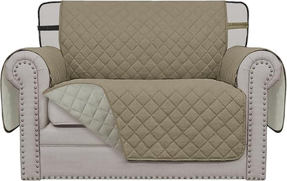 Easy-Going Reversible Chair Cover Washable Sofa Cover for Dogs Water Resistant Couch Slipcover Furniture Protector Cover with Adjustable Straps for Pets (Chair 30 in, Beige/Beige)