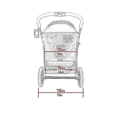 Pet Gear NO-Zip Double Pet Stroller, Zipperless Entry, for Single or Multiple Dogs/Cats, Plush Pad + Weather Cover Included, Large Gel-Filled Tires, Berry