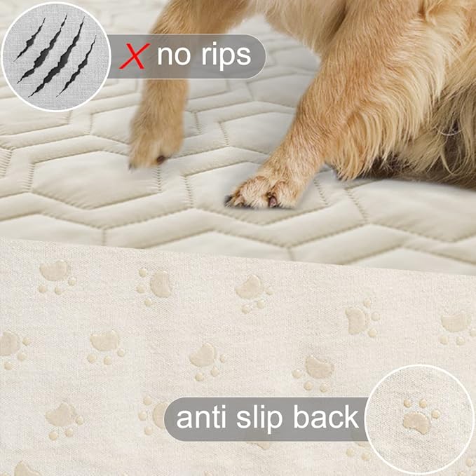 Tcksstex Waterproof and Anti-Slip Dog Bed Cover and Pet Blanket Sofa Pet Bed Mat ，car Incontinence Mattress Protectors Furniture Couch Cover for Most Cats Dogs, Pets （82x82- Ivory）