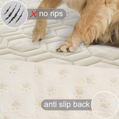 Tcksstex Waterproof and Anti-Slip Dog Bed Cover and Pet Blanket Sofa Pet Bed Mat ，car Incontinence Mattress Protectors Furniture Couch Cover for Most Cats Dogs, Pets（82x102-Ivory）
