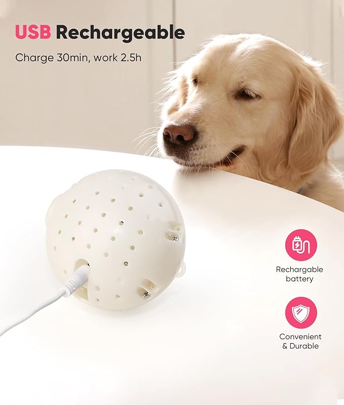 Petbobi Interactive Dog Toys Ball, USB Rechargeable Moving Dog Toy with Barking Sounds, Plush Monster Ball with Washable Cover, 4.9" Pet Toy for Small & Medium Dogs, Christmas & Birthday Gift