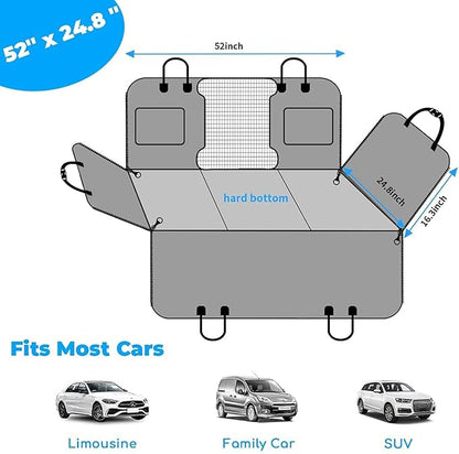 URPOWER 2026 Upgraded Back Seat Extender for Dogs - Large Hard Bottom Dog Car Seat Cover Holds 550lbs, Waterproof Dog Hammock Pet Bed with High-Density Foam Non-Slip Backseat Protector