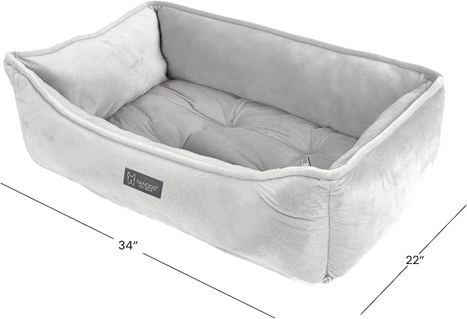 NANDOG Reversible Dog Bed from The Signature Collection– Luxury Cloud-Soft Pet Bed for Medium to Large Dogs & Cats, Premium Pet Gear, Reversible Design, Plush Comfort, Modern Style - Light Grey