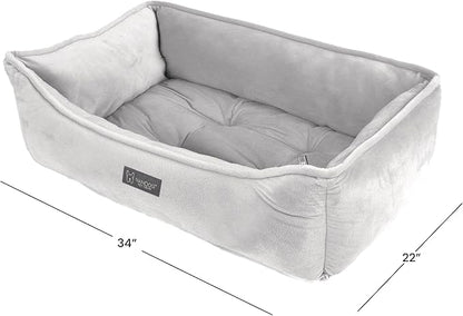 NANDOG Reversible Dog Bed from The Signature Collection– Luxury Cloud-Soft Pet Bed for Medium to Large Dogs & Cats, Premium Pet Gear, Reversible Design, Plush Comfort, Modern Style - Light Grey