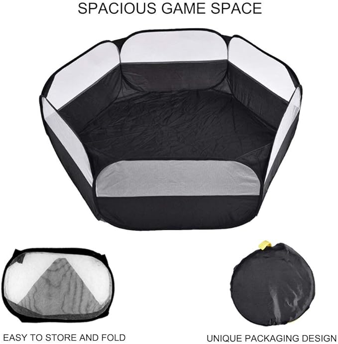 Small Animal Cage, Pet Playpen, Play Tent, Indoor/Outdoor Bedding Fence, Portable Pen for Hamster, Guinea Pig,Bunny, Puppy, Ferret, Rat, Cat, Chinchilla, Bearded Dragon, Hedgehog (nocover-Black)