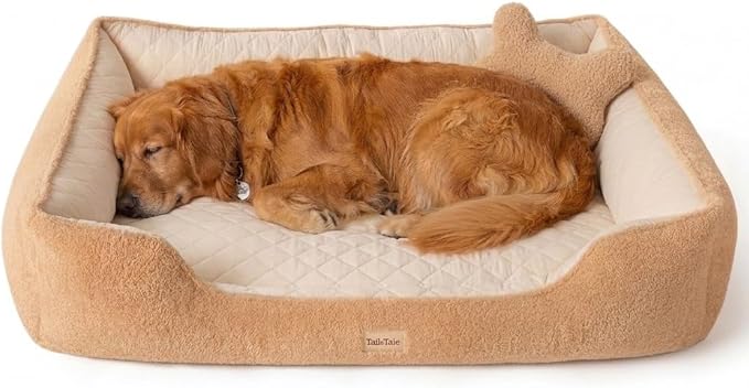 Cooling Orthopedic Dog Beds Large Sized Dogs - Memory Foam for Joint Pain & Arthritis, Big Dog Couch w/Washable Removable Cover & Waterproof Liner, Pet Bed w/Raised Bolster & Non-Slip Base