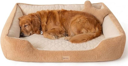 Cooling Orthopedic Dog Beds Large Sized Dogs - Memory Foam for Joint Pain & Arthritis, Big Dog Couch w/Washable Removable Cover & Waterproof Liner, Pet Bed w/Raised Bolster & Non-Slip Base