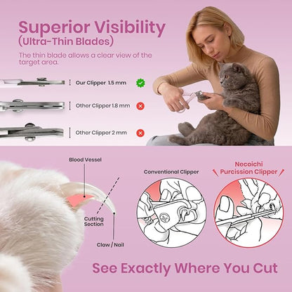 Necoichi Purrcision Feline Nail Clippers | Lever Principle Cat Nail Clipper | Butter-Smooth Cuts | Seki, Gifu Swordsmith Craftsmanship | Stainless Steel Cat Claw Trimmer for Indoor Cats (Lilac)