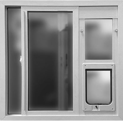 Ideal Pet Products Aluminum Vertical Sash Window Pet Door, Adjustable Sizes to Fit Window Heights from 43-7/8” to 46-1/2”, Chubby Kat 7-1/2” x 10-1/2” Flap Size