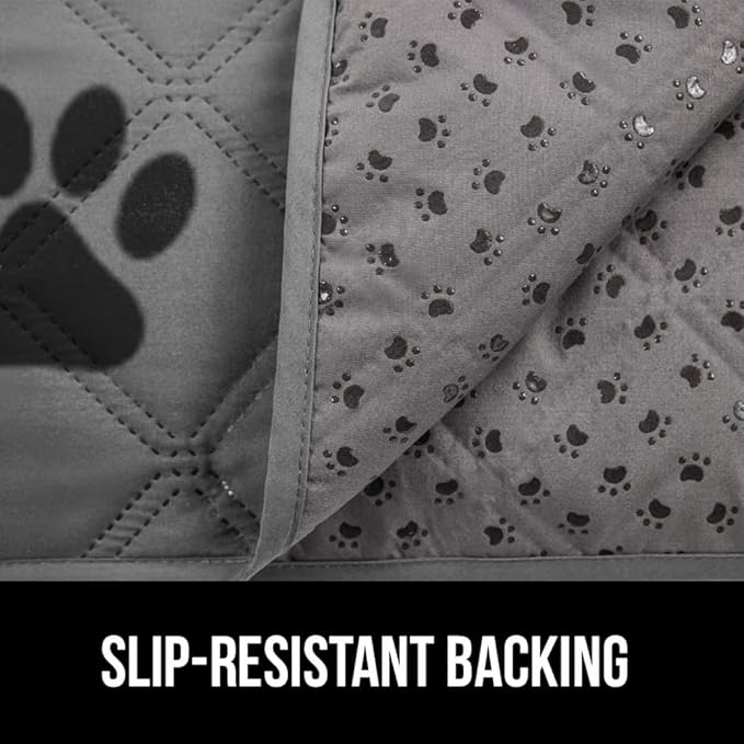 GORILLA GRIP Waterproof Dog Blanket, Leakproof Couch Cover for Dogs, Silicone Grip Backing, Protects Sofa, Sectional, Bed, Crate, Car & RV, Tear-Resistant Washable Senior Pet Blanket, 30x70 Gray Paw