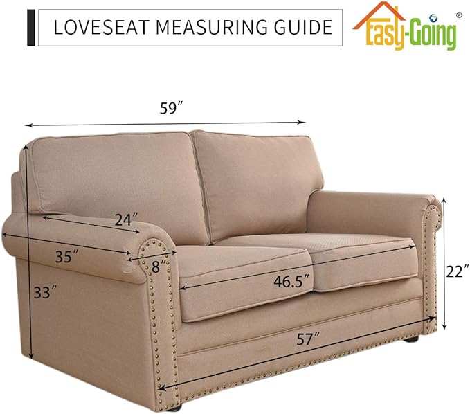 Easy-Going Reversible Loveseat Couch Cover for 2 Cushion Couch Sofa Cover for Dogs Water Resistant Furniture Protector with Foam Sticks Elastic Straps for Pet (Loveseat, Greyish Green/Beige)