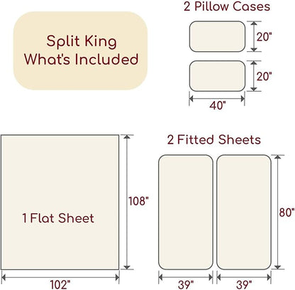 Mellanni Split King Sheets Set - 5 PC Iconic Collection Bedding - Hotel Luxury, Extra Soft, Cooling Bed Sheets - Wrinkle, Fade, Stain Resistant (Split King, Navy Blue)