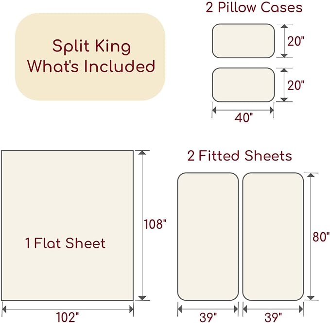 Mellanni Split King Sheets Set - 5 PC Iconic Collection Bedding - Hotel Luxury, Extra Soft, Cooling Bed Sheets - Wrinkle, Fade, Stain Resistant (Split King, Lavender)