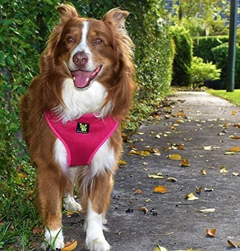 Classic Dog Harness Innovative Mesh No Pull No Choke Design Soft Double Padded Breathable Vest for Eco-Friendly Easy Control Walking for Large Puppies Full Size Breeds & Extra Large Dogs (XXL, Pink)