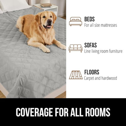 GORILLA GRIP Waterproof Dog Blanket, Leakproof Couch Cover for Dogs, Silicone Grip Backing, Protects Sofa, Sectional, Bed, Crate, Car & RV, Tear-Resistant Washable Senior Pet Blanket, 30x70 Light Gray