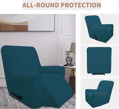 Easy-Going 100% Waterproof Recliner Cover, Dual Waterproof Couch Cover for Recliner, 1- Piece Jacquard Sofa Cover, Leakproof Sofa Slipcover for Kids, Pets, Dog and Cat (Recliner, Peacock Blue)