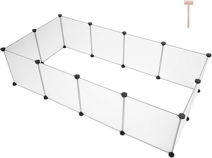 Pet Playpen,Kennel Crate Fence Tent Portable Large Plastic Play Yard Fence for Small Animals, Puppy,12 Pcs White Panels