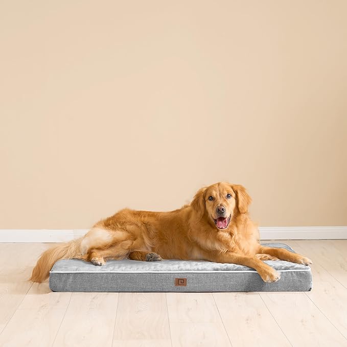 EHEYCIGA Orthopedic Dog Bed Waterproof 47"x29", Memory Foam Pet Bed for XXLarge Dog Bed, Washable Pet Mat with Removable Cover, Grey