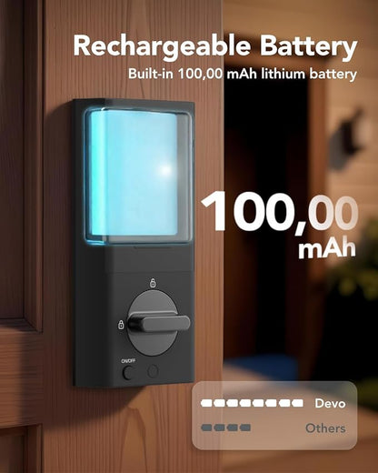Devo G1 Video Smart Lock with Camera & Doorbell, 6-in-1 Fingerprint Keyless Entry Door Lock for Front Door, App Remote, Auto Locks, Wi-Fi Smart Deadbolt, Easy Install, Waterproof Black(Handle)