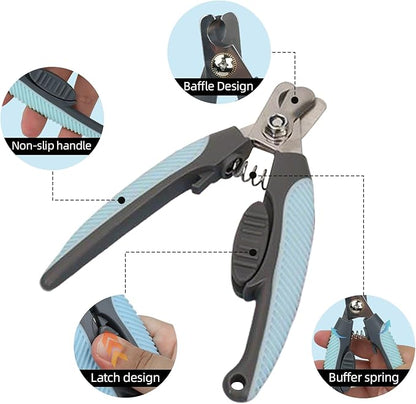 Blue Dog Nail Clipper with Safety Guard Plier Style Dog Claw Clippers Heavy-Duty Dog Toenail Clippers Professional Pet Nail Trimmers for Small Medium Large Dogs and Cats with Thick Nails