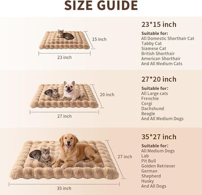 Large Dog Bed Mat, Extra Large Plush Faux Fur Washable Pet Bed for Large Dogs, Non-Slip Fluffy Dog Mat – Machine Washable XL Dog Sleeping Pad for Large Breeds, 35 x 27 Inch Coffee