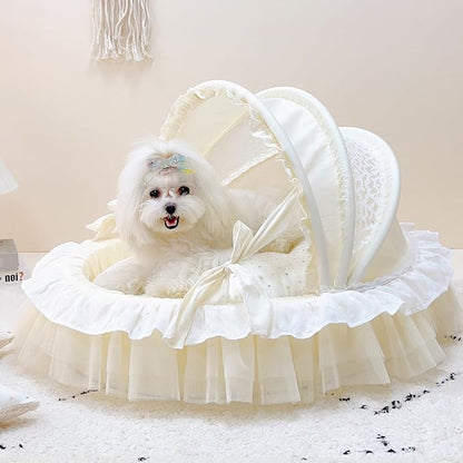 Elegant Pet Bed with Ruffles, Cradle Bed for Small Dogs Puppy Kitten Luxury Bed Sofa (XL25.6''Lx21.7''Wx17.3''Th, Cotton Colorful)