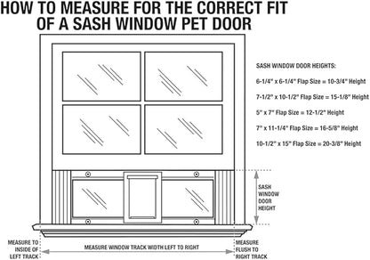 Ideal Pet Products Aluminum Sash Window Pet Door, Adjustable to Fit Window Widths from 33" to 38", Medium 7” x 11-1/4” Flap Size