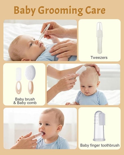Lictin Baby Healthcare and Grooming Kit, 26 in 1 Rechargeable Baby Nail Trimmer Electric Set,Safe Baby Nail File with Auto Light, Newborn Baby Safety Care Set for Newborn Infant Toddlers Boys Girls