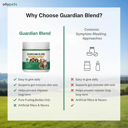 Guardian Blend – 11-Mushroom Daily Support Powder for Dogs | Promotes Healthy Skin, Coat & Immune Function | Natural Formula, Bacon Flavor, Mixes Easily with Food