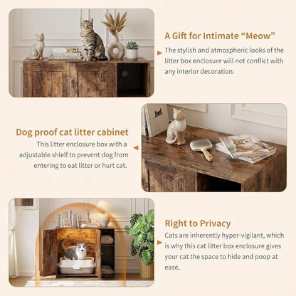 GAOMON White Litter Box Enclosure Cabinet for Litter Robots, Dog-Proof Shelf Included, Built-in Power Outlet with 5 Ft Cord, Compatible with Most Self-Cleaning Litter Boxes, Cat Litter Furniture