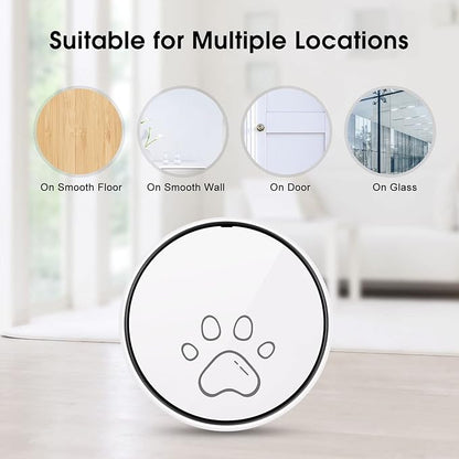 Comsmart Smart Wireless Dog Door Bell, Doggie Doorbell for Pet Potty Training Communication Go Outside Press Button with 38 Melodies 4 Volume Levels LED Flash (1 Receiver & 2 Transmitter), White
