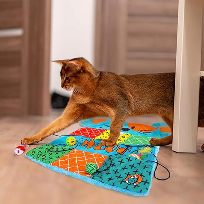 AWOOF Cat Mat, Cute Soft Catnip Mat, Cat Activity Mat Machine Washable Catnip Toys Interactive Cat Toys for Indoor Cats (Mouse Shape)