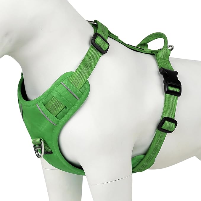 Plutus Pet No Pull Dog Harness, Reflective Adjustable Dog Vest Harness with Handle, Escape Proof, Soft Padded for Small Medium Large Dogs (Green, L)