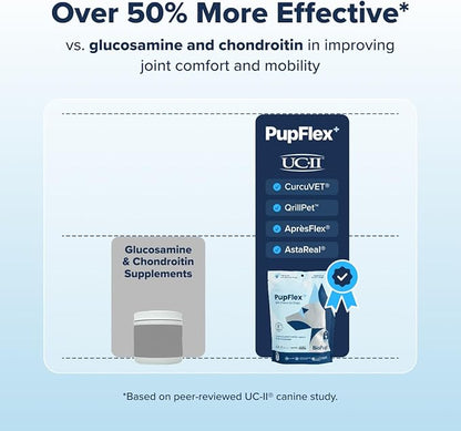 PupFlex+ Hip and Joint Supplement Dogs, Vet Created Soft Chews w/UC-II® Collagen, CurcuVET® & Omega 3 - UC-II Collagen More Effective Than Glucosamine Chondroitin, Dog Joint Supplement (60 ct)
