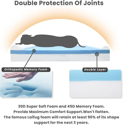 Laifug Orthopedic Memory Foam Extra Large Dog Bed with Pillow and Durable Water Proof Liner & Removable Washable Cover & Smart Design