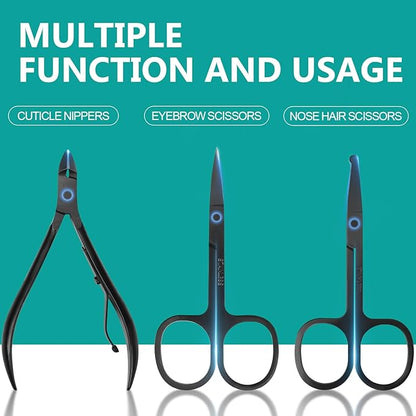 Nail Clippers Set, 26 Piece Manicure Set & Pedicure Kit, Stainless Steel Fingernail & Toenail Clipper Cutters, Professional Nail Care Tools with Luxurious Travel Case for Men and Women, Brown