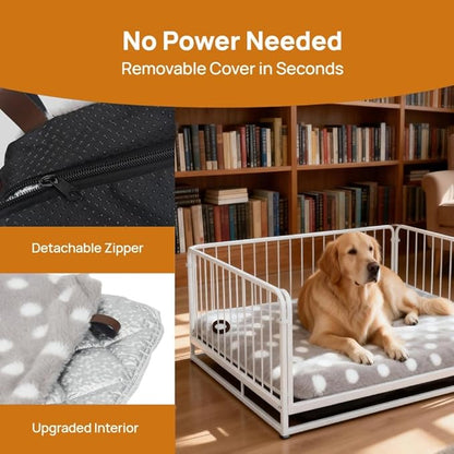 Self Warming Mat for Cats Dogs Self Heating Thermal Pad for Crates Cages Couches Beds 29.5" L x 18.8" W with Removable Cover Non-Slip Bottom Indoor Outdoor Grey M