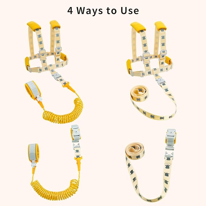 Toddler Leashes + Anti Lost Wrist Link for Kids, 4 in 1 Kid Harness Backpack Leash for Girls Boys, Reflective Kids Anti Lost Leash Cute Baby Harness Belt Strap Foldable Child Safety Leash for Park/Zoo
